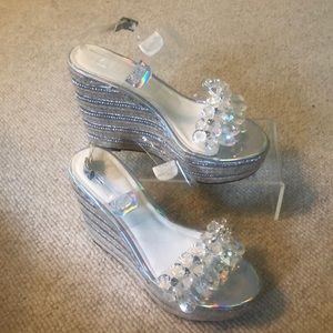 ASOS DESIGN Wide Fit Jayna clear espadrille wedges